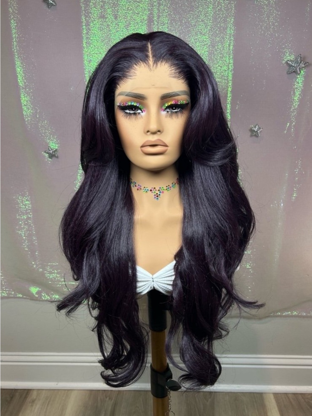 Luxurious Deep Purple Long Lace Front Wig - Women Hair - Picture 5 of 8